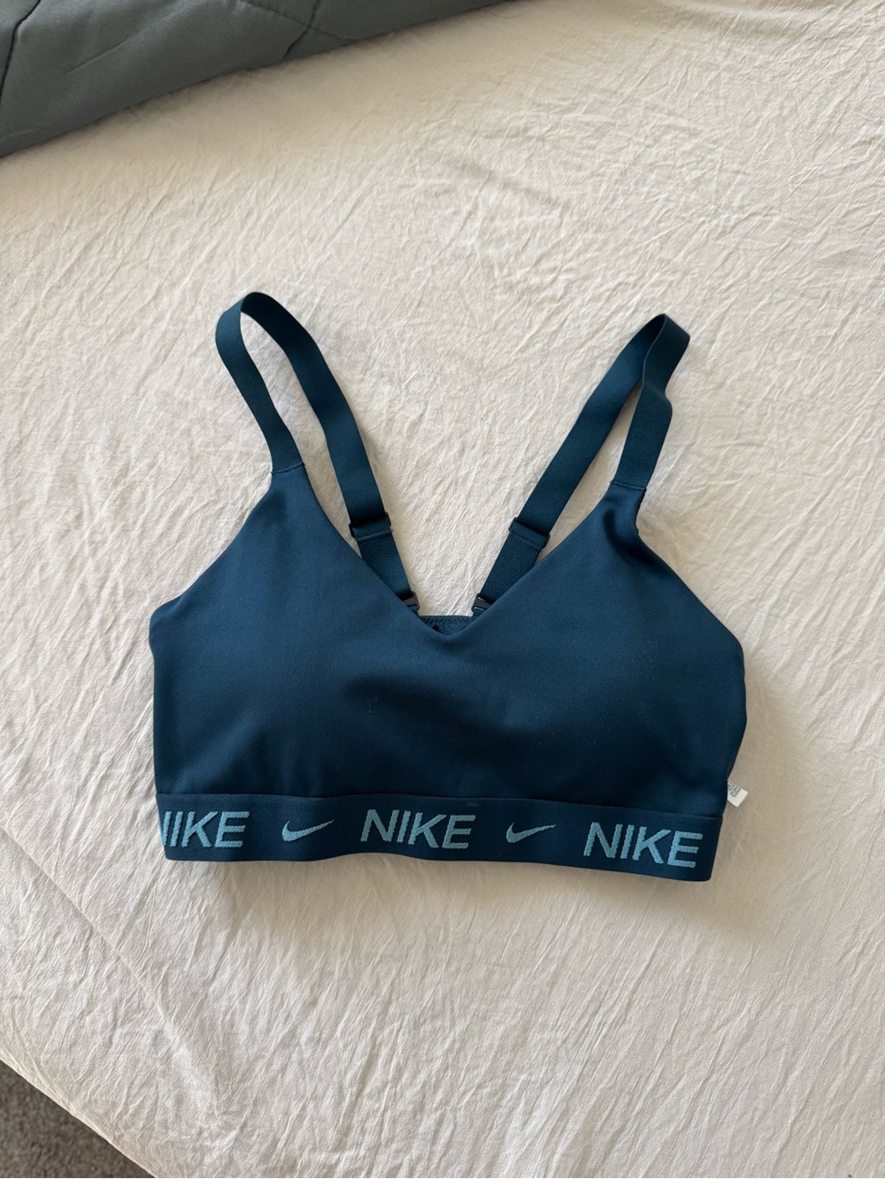 Nike Teal Blue Women's Sports Bralette with Branded Elastic Band